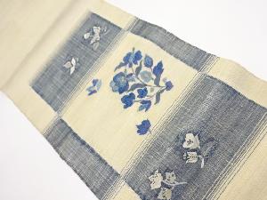 アンティーク　草花・蝶模様織出し紬袋帯（材料）